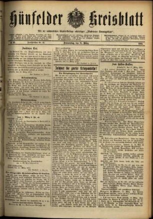 Ausgabe vom Donnerstag, den 18. März 1915.