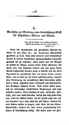 Vorschläge zur Gründung einer Unterstützungs-Kasse für Schullehrer-Witwen und -Waisen