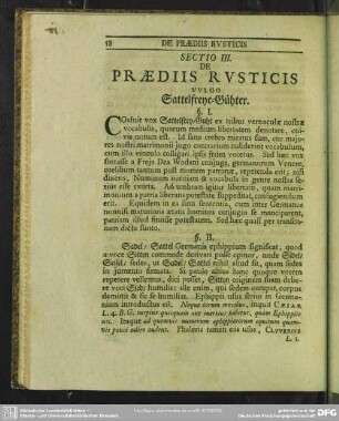 Sectio III. De Praediis Rusticis Vulgo Sattelfreye-Gühter