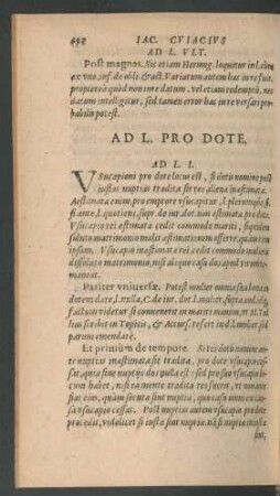 Ad L. Pro Dote.