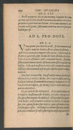 Ad L. Pro Dote.