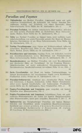 Porzellan und Fayence (Nr. 312-362)
