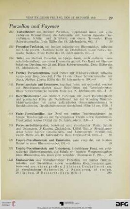 Porzellan und Fayence (Nr. 312-362)