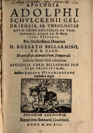 Apologia pro Rob. Bellarmino ... de potestate romani pontificis temporali