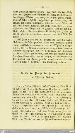 Ueber die Preise der Lebensmittel in früheren Zeiten