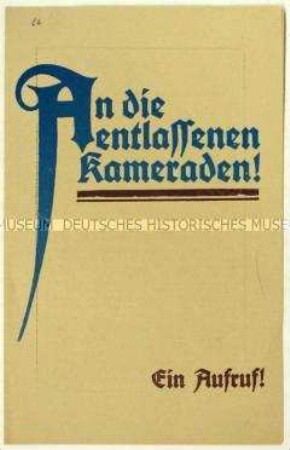 Appell an die Kriegsheimkehrer zur Arbeitssuche auf dem Land