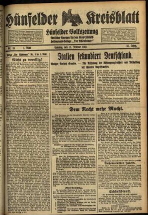 Erste Ausgabe vom Samstag, den 13. Februar 1932.