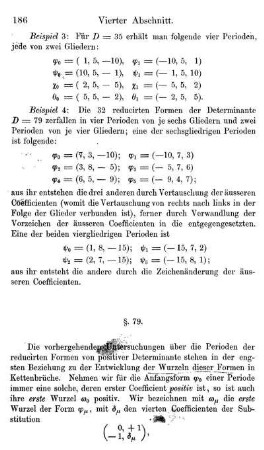 §. 79. Entwicklung der Wurzeln der reducirten Formen von positiver Determinante in periodische Kettenbrüche.