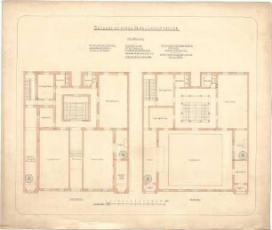 Littmann, Max; Studentenarbeiten - Entwurf zu einem Gesellschaftshaus (Grundriss EG, Grundriss Etage)
