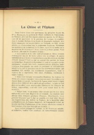 La Chine et l'Opium.