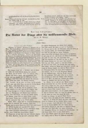 Die Natur der Dinge oder die vollkommenste Welt