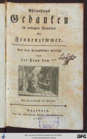 Philotheens Gedanken in ruhigen Stunden für Frauenzimmer
