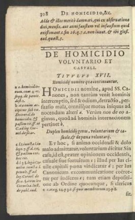 De Homicidio Voluntario Et Casuali. Titulus XVII.