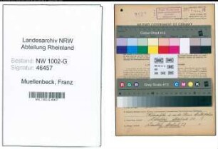 Entnazifizierung Franz Muellenbeck, geb. 15.11.1883 (Schneider)