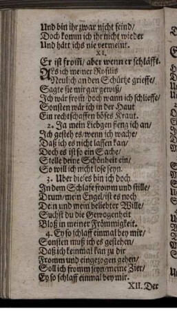 XI. Er ist from[m]/ aber wenn er schläfft