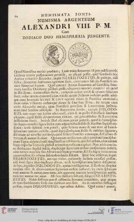 Numismata Pontinumisma Argenteum Alexandri VIII. [...]