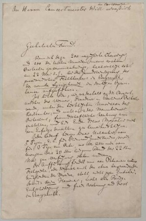 Richard Wagner (1813-1883) Autographen: Brief von Richard Wagner an Carl Will - BSB Autogr.Cim. Wagner, Richard.74