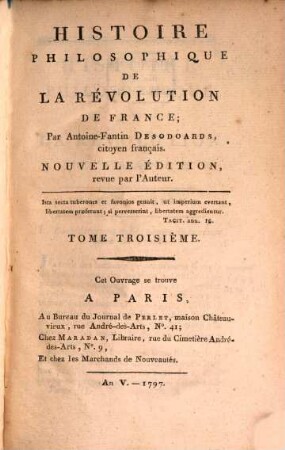 Histoire Philosophique De La Revolution De France. 3
