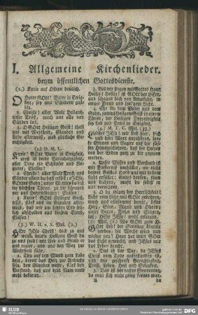 I. Allgemeine Kirchenlieder. beym öffentlichen Gottesdienste