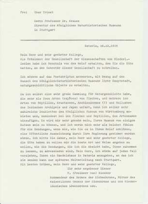 Brief Pieter Bleeker an Ferdinand Krauss