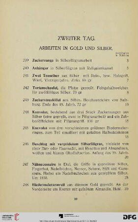 Arbeiten in Gold und Silber (Nr. 239-250)