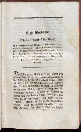 Erste Vorlesung. Schicksale dieser Wissenschaft.