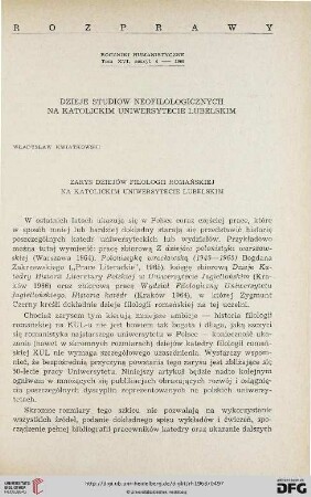 Dzieje studiów neofilologicznycg na Katolickim Uniwersytecie Lubelskim