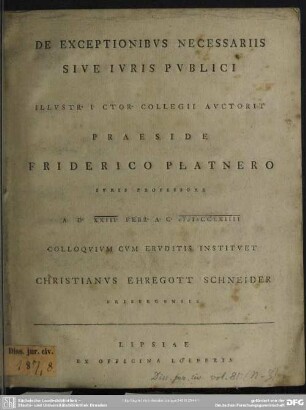 De Exceptionibus Necessariis Sive Iuris Publici