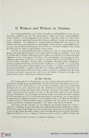 II. Wirkerei und Weberei im Altertum