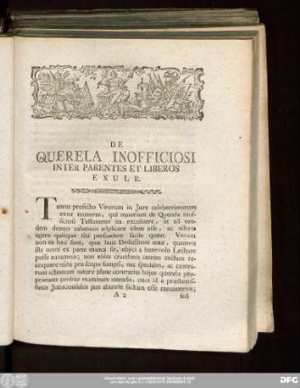 De Querela Inofficiosi Inter Parentes Et Liberos Exule.