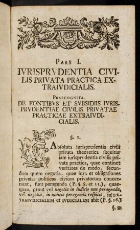 1003-1044, Pars I. Iurisprudentia civilis privata practica extraiudicialis