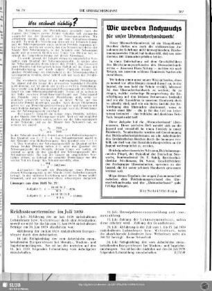 Reichssteuertermine im Juli 1939