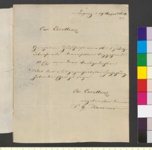 Brief von Kummer, Paul Gotthelf an Goethe, Johann Wolfgang von