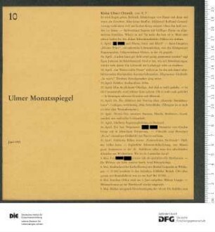 Programm 10. Monatsabschnitt 1951/1952