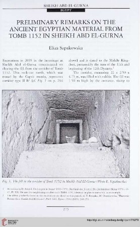 17: Preliminary remarks on the ancient egyptian material from tomb 1152 in Sheikh ABD el-Gurna