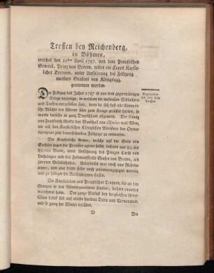 Treffen bey Reichenberg, in Böhmen, [...].