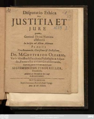 Disputatio Ethica De Iustitia Et Iure