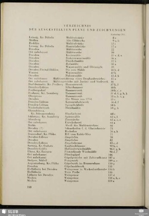 Verzeichnis Der Ausgestellten Pläne Und Zeichnungen