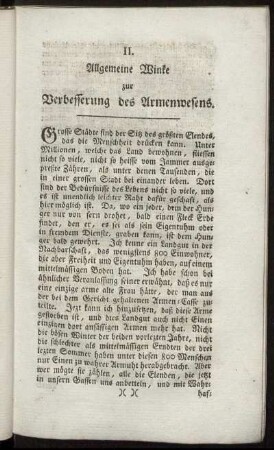 II. Allgemeine Winke zur Verbesserung des Armenwesens