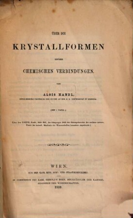 Über die Krystallformen einiger chemischen Verbindungen