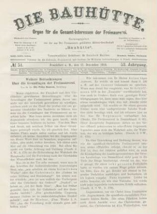 No. 51. Frankfurt a. M., den 17. Dezember 1910. 53. Jahrgang.