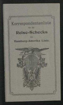 Korrespondentenliste für die Reise-Schecks der Hamburg-Amerika Linie