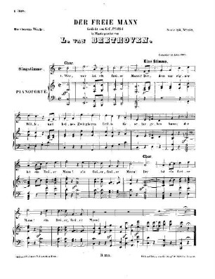Beethoven's Werke, 232 = Serie 23: Lieder und Gesänge mit Begleitung des Pianoforte. Der freie Mann : [WoO 117]