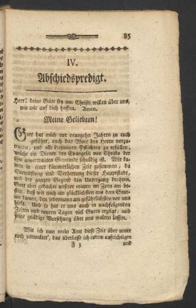 IV. Abschiedspredigt