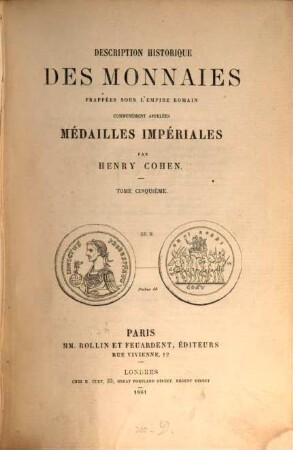 Description historique des monnaies frappées sous l'Empire Romain communement appelées médailles impériales, 5