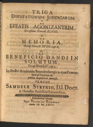 Triga Disputationum Iuridicarum