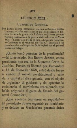 Leccion XLII. Guerra de Reforma