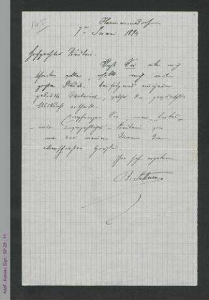 Brief von Bertha von Suttner an ein unbekanntes Fräulein, hs.