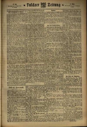 Zweite Ausgabe vom Donnerstag, den 10. August 1911.