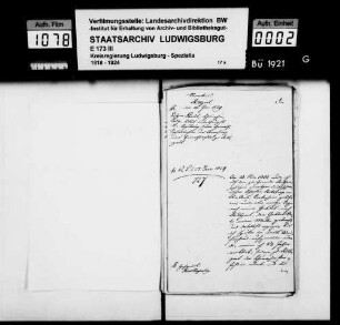 Heimatrechtsverhältnisse des Schusters Caspar Kraut, geb. 20.11.1802 auf dem Schloß Stocksberg, Gde. Stockheim
